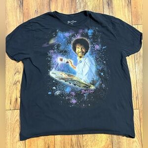 Bob Ross Black Graphic T-Shirt - size: 2XL